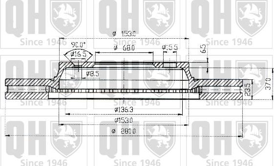 Quinton Hazell BDC3695 - Спирачен диск vvparts.bg