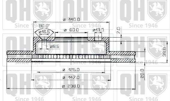 Quinton Hazell BDC3244 - Спирачен диск vvparts.bg