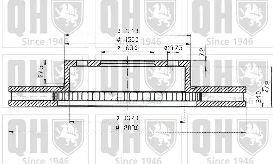 Quinton Hazell BDC3728 - Спирачен диск vvparts.bg