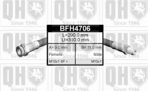 Quinton Hazell BFH4706 - Спирачен маркуч vvparts.bg