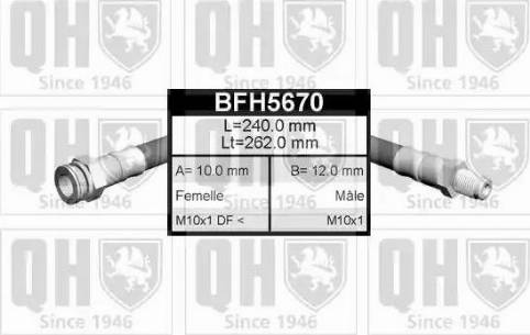 Quinton Hazell BFH5670 - Спирачен маркуч vvparts.bg