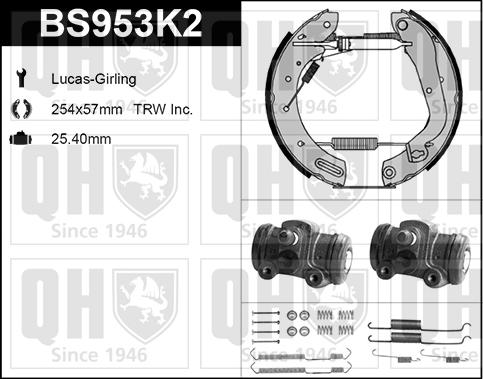 Quinton Hazell BS953K2 - Комплект спирачна челюст vvparts.bg