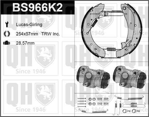 Quinton Hazell BS966K2 - Комплект спирачна челюст vvparts.bg