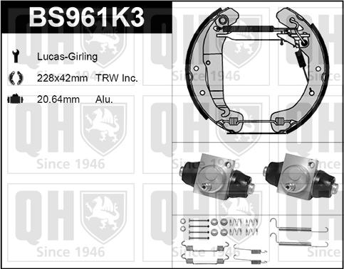 Quinton Hazell BS961K3 - Комплект спирачна челюст vvparts.bg