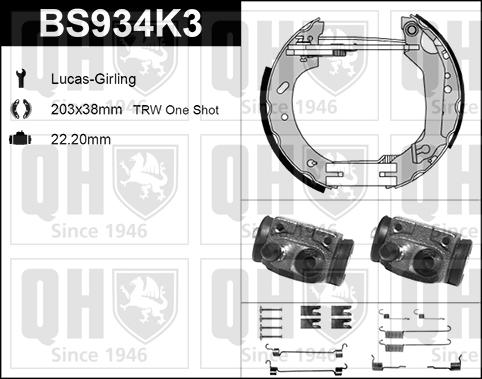 Quinton Hazell BS934K3 - Комплект спирачна челюст vvparts.bg