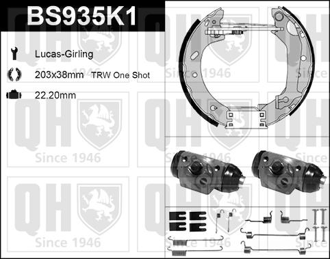 Quinton Hazell BS935K1 - Комплект спирачна челюст vvparts.bg