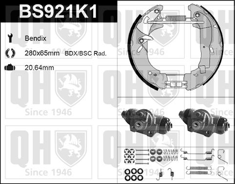 Quinton Hazell BS921K1 - Комплект спирачна челюст vvparts.bg