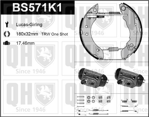 Quinton Hazell BS571K1 - Комплект спирачна челюст vvparts.bg