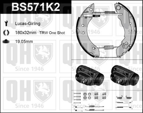 Quinton Hazell BS571K2 - Комплект спирачна челюст vvparts.bg