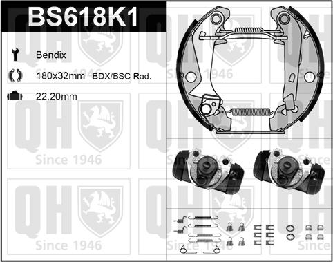 Quinton Hazell BS618K1 - Комплект спирачна челюст vvparts.bg