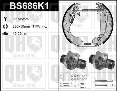 Quinton Hazell BS686K1 - Комплект спирачна челюст vvparts.bg