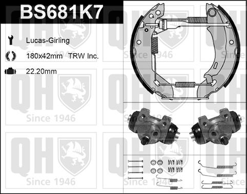 Quinton Hazell BS681K7 - Комплект спирачна челюст vvparts.bg