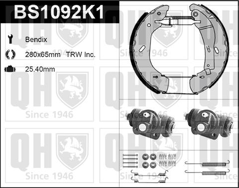 Quinton Hazell BS1092K1 - Комплект спирачна челюст vvparts.bg