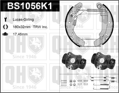 Quinton Hazell BS1056K1 - Комплект спирачна челюст vvparts.bg