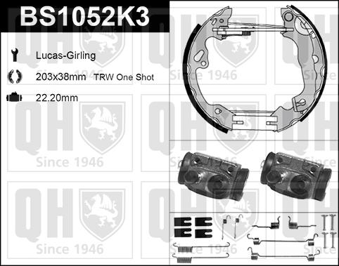 Quinton Hazell BS1052K3 - Комплект спирачна челюст vvparts.bg