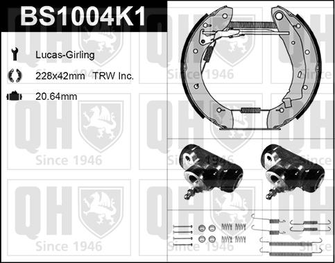 Quinton Hazell BS1004K1 - Комплект спирачна челюст vvparts.bg