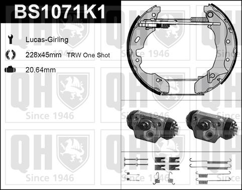 Quinton Hazell BS1071K1 - Комплект спирачна челюст vvparts.bg