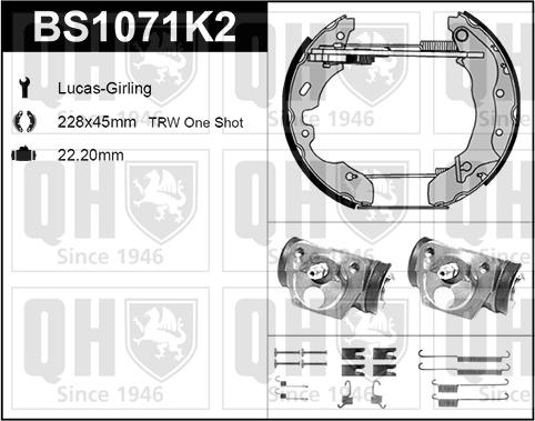 Quinton Hazell BS1071K2 - Комплект спирачна челюст vvparts.bg