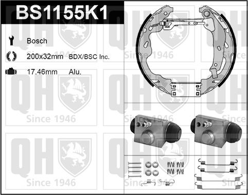 Quinton Hazell BS1155K1 - Комплект спирачна челюст vvparts.bg