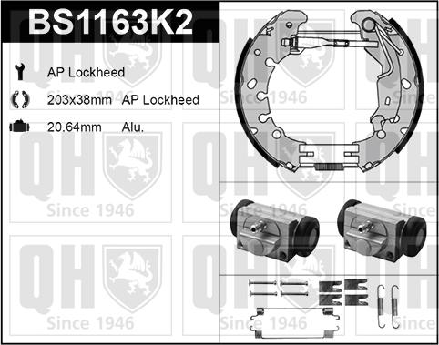 Quinton Hazell BS1163K2 - Комплект спирачна челюст vvparts.bg