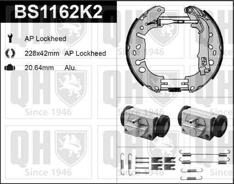 Quinton Hazell BS1162K2 - Комплект спирачна челюст vvparts.bg