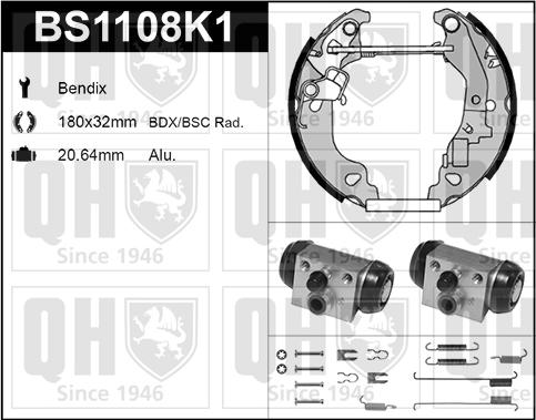 Quinton Hazell BS1108K1 - Комплект спирачна челюст vvparts.bg