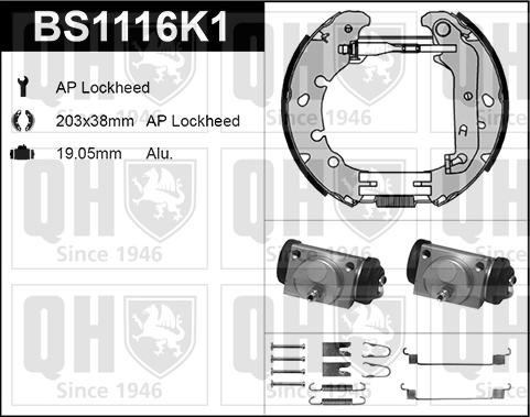 Quinton Hazell BS1116K1 - Комплект спирачна челюст vvparts.bg