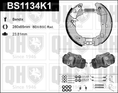 Quinton Hazell BS1134K1 - Комплект спирачна челюст vvparts.bg