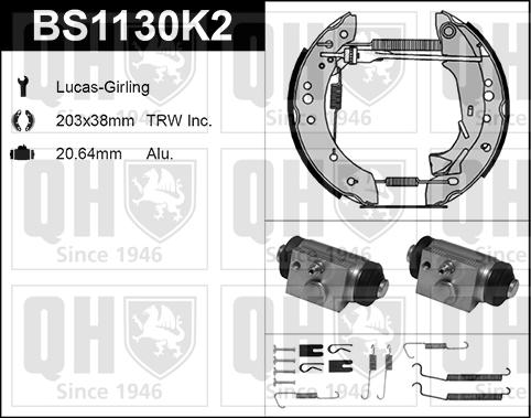 Quinton Hazell BS1130K2 - Комплект спирачна челюст vvparts.bg