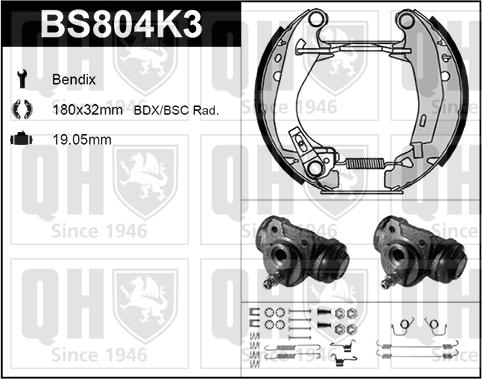 Quinton Hazell BS804K3 - Комплект спирачна челюст vvparts.bg