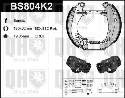 Quinton Hazell BS804K2 - Комплект спирачна челюст vvparts.bg