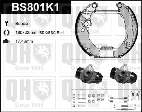 Quinton Hazell BS801K1 - Комплект спирачна челюст vvparts.bg