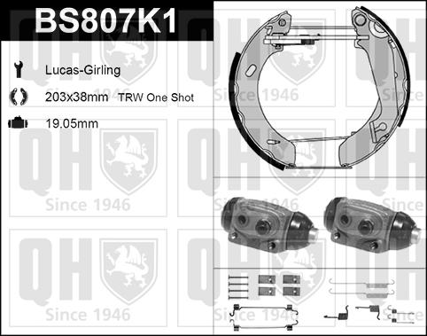 Quinton Hazell BS807K1 - Комплект спирачна челюст vvparts.bg