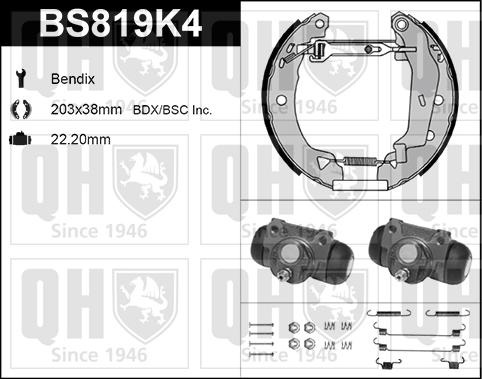 Quinton Hazell BS819K4 - Комплект спирачна челюст vvparts.bg