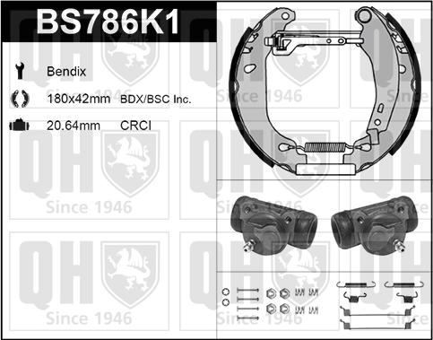 Quinton Hazell BS786K1 - Комплект спирачна челюст vvparts.bg