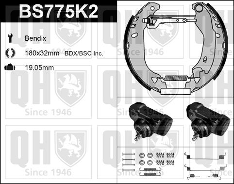 Quinton Hazell BS775K2 - Комплект спирачна челюст vvparts.bg