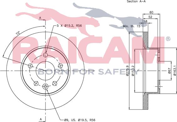 Raicam RD00480 - Спирачен диск vvparts.bg