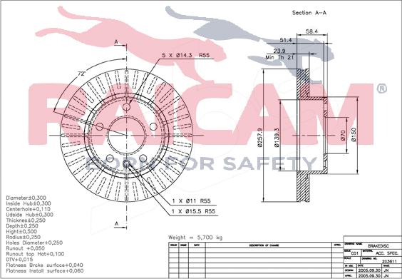 Raicam RD00573 - Спирачен диск vvparts.bg