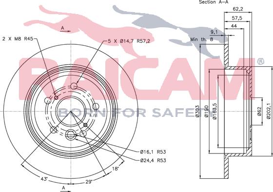 Raicam RD00818 - Спирачен диск vvparts.bg