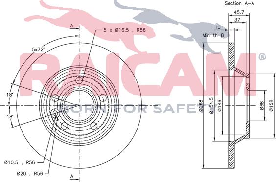 Raicam RD00256 - Спирачен диск vvparts.bg