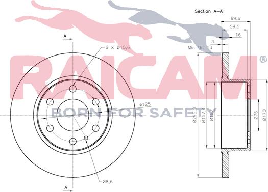 Raicam RD00221 - Спирачен диск vvparts.bg