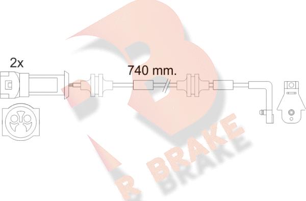 R Brake 610446RB - Предупредителен контактен сензор, износване на накладките vvparts.bg