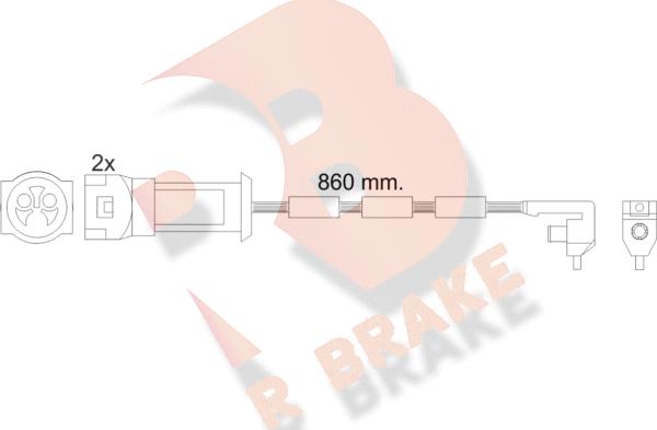 R Brake 610450RB - Предупредителен контактен сензор, износване на накладките vvparts.bg