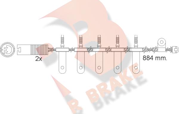 R Brake 610500RB - Предупредителен контактен сензор, износване на накладките vvparts.bg