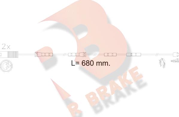 R Brake 610606RB - Предупредителен контактен сензор, износване на накладките vvparts.bg