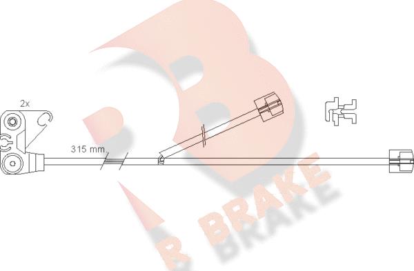 R Brake 610300RB - Предупредителен контактен сензор, износване на накладките vvparts.bg