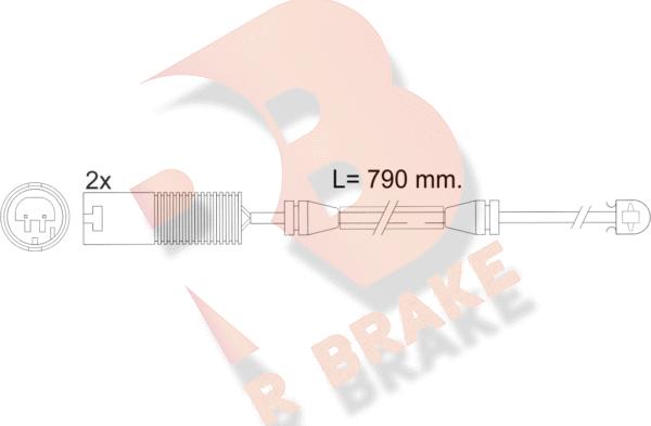 R Brake 610242RB - Предупредителен контактен сензор, износване на накладките vvparts.bg