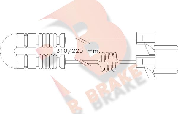 R Brake 610221RB - Предупредителен контактен сензор, износване на накладките vvparts.bg