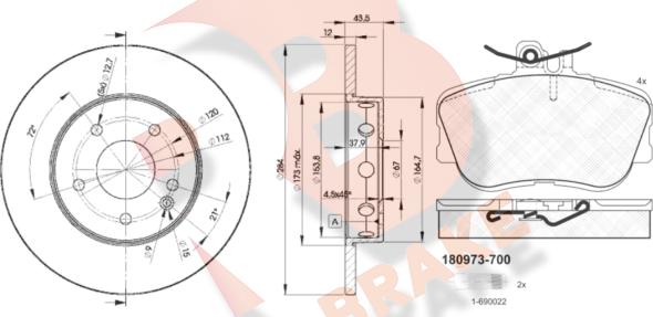 R Brake 3R09733180 - Спирачен комплект, дискови спирачки vvparts.bg