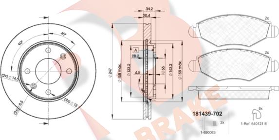 R Brake 3R14394694 - Спирачен комплект, дискови спирачки vvparts.bg